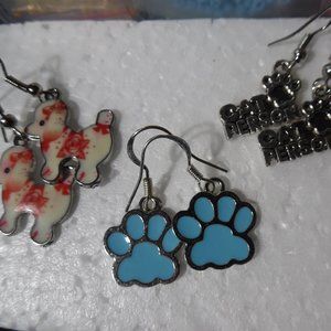 POODLE, CAT PERSON, PAWS EARRINGS CUTE, NEW, PIERCED